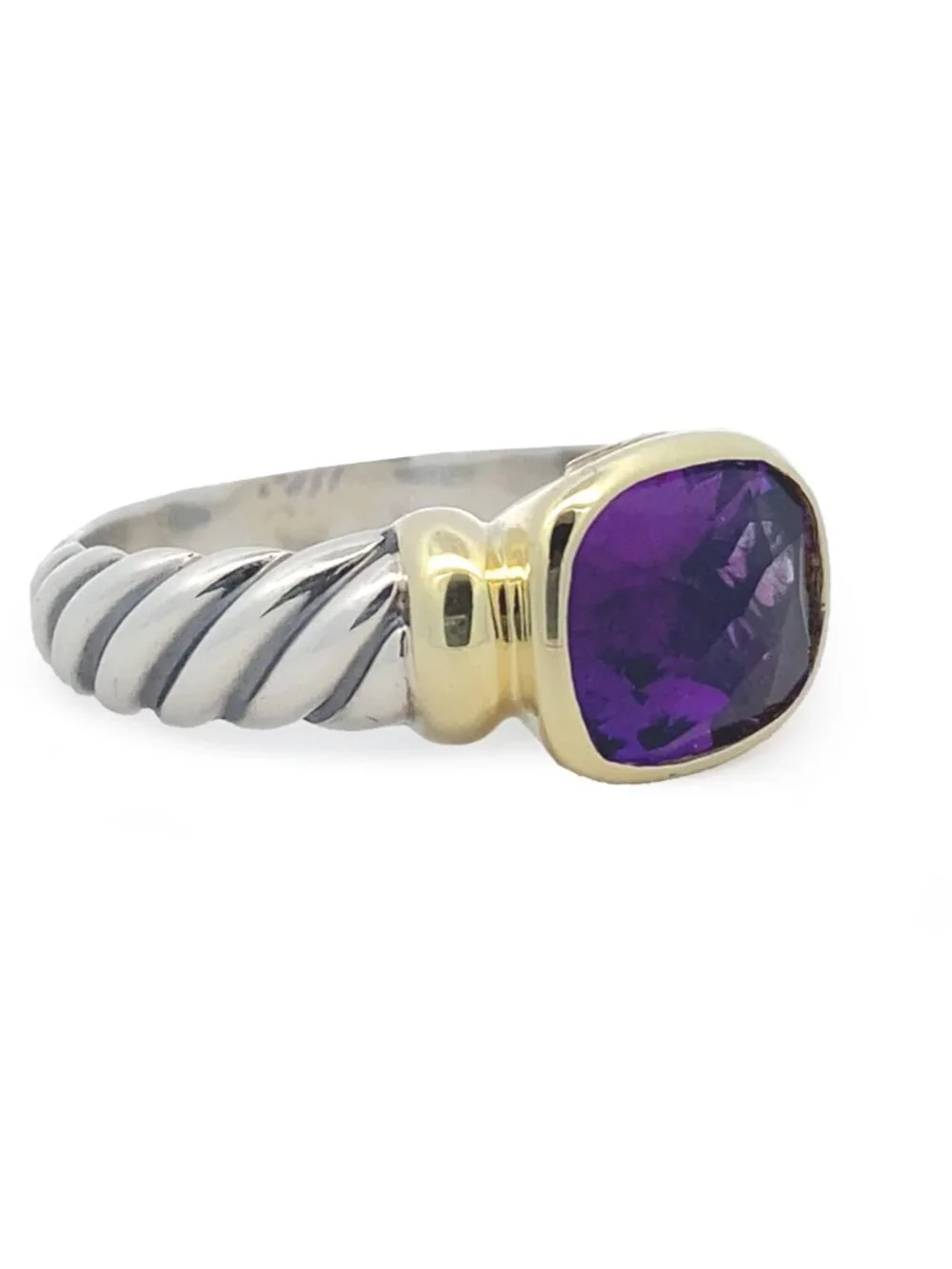 Sterling Silver & 14ky Gold David Yurman Noblesse Amethyst Ring